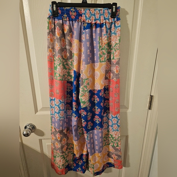 THML Floral Colorful Patchwork Design Wide Leg Pants Size S - Picture 5 of 5